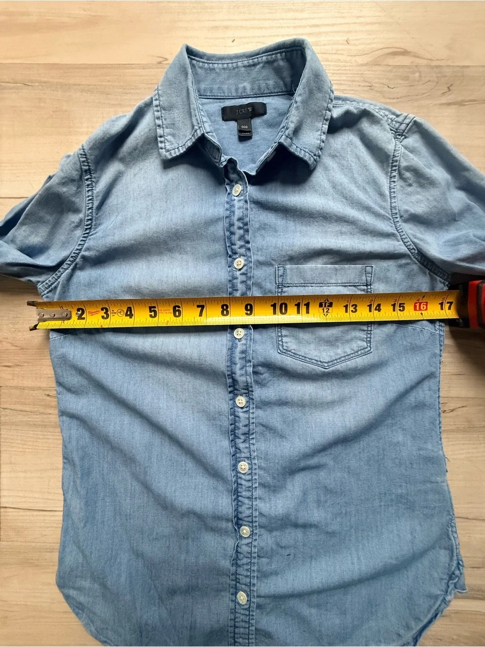 J.CREW Women’s Blue Chambray Cotton Button-Up Shirt Long Sleeve Collared